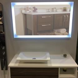 Eviva Lava 46 Inch Walnut Wall Mount Bathroom Vanity with White Solid Surface Vessel Sink Bathroom Vanity Eviva